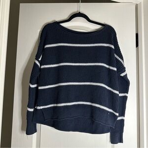 Hollisted Boat-Neck Navy and White Striped Sweater